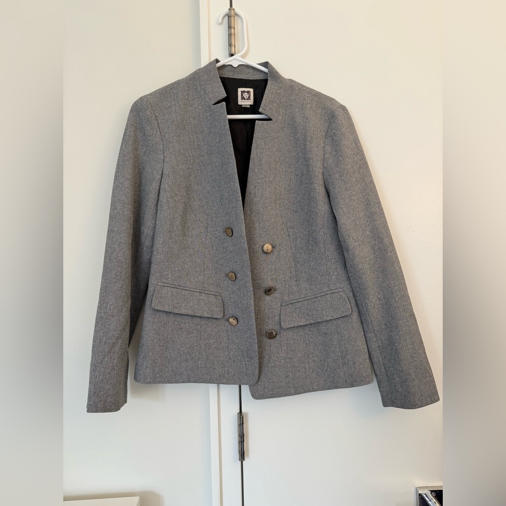 Anne Klein Double-Breasted Gray Blazer